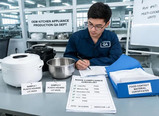 Small appliance material tracking station